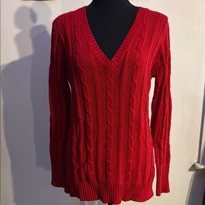 Old Navy Red V-Neck Sweater with Long Sleeves